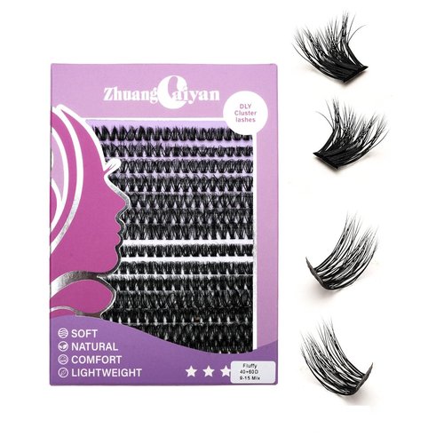 LASGOOS DIY Lash Extension Kit Volume Lash Clusters 40D+60D D Curl Individual Lashes Lash Clusters Kit Thick Eyelash Extension Kit 280 pcs Thin Band Cluster Lashes 9-15mm Mix Bulk Pack Wholesale