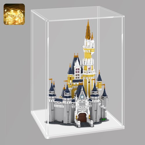 LANSCOERY Acrylic Display Case, Assemble Showcase Display Box for Collectibles, with Dustproof & Seamless Display Design, Compatible with Bearbrick 400% 8x8x12inch White Base