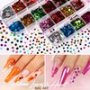 Teenitor 12 Sheets Nail Art Sticker 3D Self-Adhesive, Nail Art Decoration with 5 Boxes Holographic Nail Art Glitter Flakes Butterfly Heart Star Maple Leaf Nail Sequins and Nail Art Flower Slices