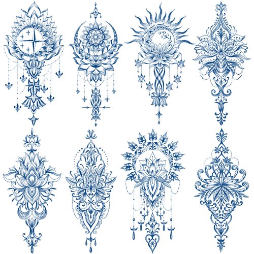 Aresvns Semi Permanent Tattoos for Women Teen Girls,Waterproof and Long-Lasting 1-2 Weeks Tattoos, Realistic Fake Tattoos Stickers Christmas Gift Blue