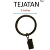 TEJATAN - 2 Inch - Set of 40 - Metal Curtain Rings with Clips and Eyelets - TEJATAN (Also Known as Rings with Curtain Clips/Curtain Clip Rings/Drapery Rings)