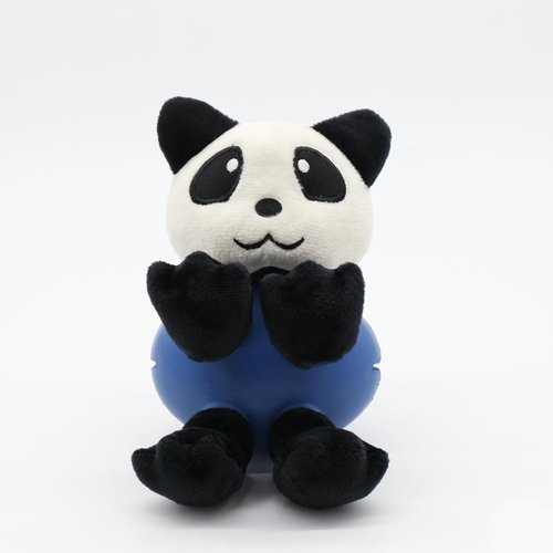 NAXING Treat Dispensing Dog Toy for Aggressive Chewers, Teeth Cleaning Toy of Dogs, Durable Rubber & Plush Interactive Chew Toy, Stuffed Panda Fetch Toy for Pet Training, Real Beef Scent