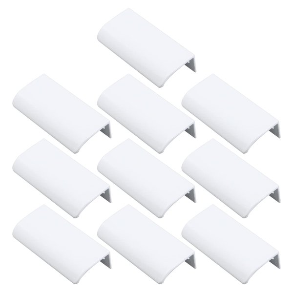 MY MIRONEY 10-Pack White Finger Edge Pulls Back Mount Hidden Door Handles Hardware Modern Style Arc Concealed Cabinet Pulls with Screws, 3.15" Length