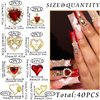 RODAKY 40PCS Red Heart Nail Charms Valentine's Day 3D Heart Shape Nail Art Supplies with Red Rhinestone Nail Gems Rhinestones Jewelry for Women Acrylic Nail Art Design Decoration