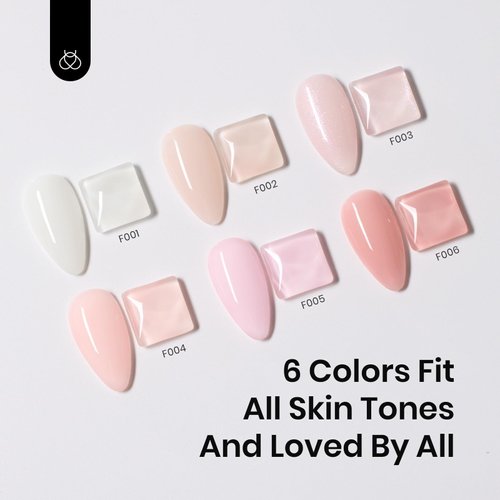 Beetles Color Base Gel Nail Polish 6 Colors Nude Base Gel Polish Porcelain Doll Pink Nail Polish Nude Gel Polish Neutral Sheer Colors Strengthener French Tip Base Color Gel Polish