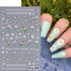Tyuimhx 5 Sheets Flowers Nail Art Stickers Decals 5D Embossed Self-Adhesive Daisy Nail Stickers Summer White Yellow Red Floral Nail Decals Supplies for Women Girls DIY French Nail Tip Nail Decorations
