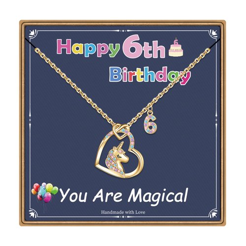 Hidepoo 6 Year Old Girl Birthday Gifts - Gold CZ Heart Pendant Unicorn Necklace Girls' Jewelry Birthday Gifts for 6 Year Old Girl Heart Unicorn Necklace Unicorns Gifts for Girls Birthday Gifts Age 6-7