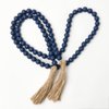 OMISHE 59in Wood Bead Garland with Tassels, Wooden Beads Garland, Decorative Beads Garland Decor, Farmhouse Beads Garland for Wall Hanging Home Festival Decor, Navy Blue