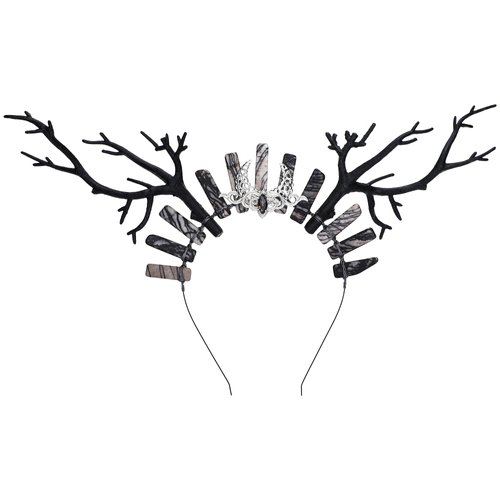 COSUCOS Renaissance Forest Witch Crown - Renfaire Black Deer Antler Headband Moon Goddess Crystal Tiara Bridal Fantasy Headpiece Fairy Dark Wedding Halloween Costume with Stone