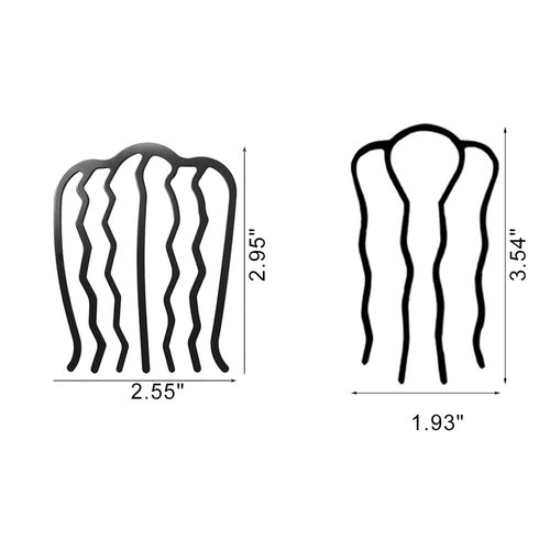 4 Pcs Hair Side Combs Hair Fork Clip Black Hair Pins for Buns Updo Hair Sticks French Twist Hair Tool Alloy Hair Clips Grips for Women Hair Styling Tool Accessories