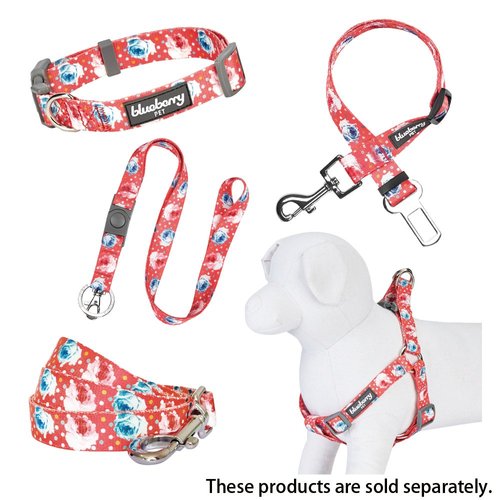 Blueberry Pet 9 Patterns Step-in Spring Scent Inspired Rose and Polka Dot Print Brink Pink Dog Harness, Chest Girth 16.5" - 21.5", Small, Adjustable Harnesses for Dogs