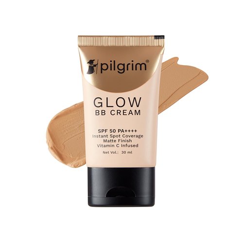 Pilgrim Glow BB Cream with SPF 50 (PA++++) | Medium Buildable Coverage | Conceals Redness, Fine Lines & Dark Circles | Gives Smooth Satin Finish Skin | 1.01 Fl Oz (30ml)