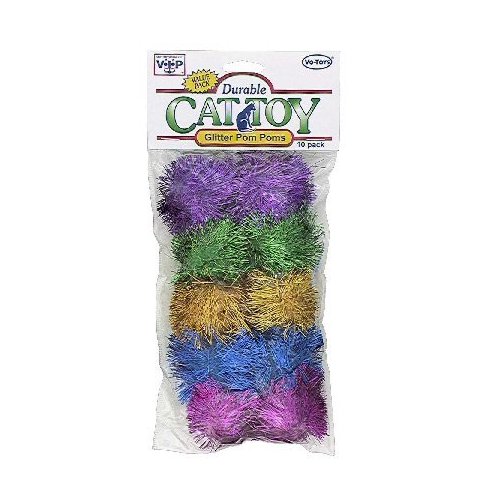 Vo-Toys Glitter Pom Poms 40mm 10 pack Cat Toy