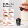Beetles Builder Gel 6 Colors, 8 in 1 Strengthener Jelly Gel Time to Relax Sheer Peach Clear Builder Nude Pink Skin Tone for All Hard Gel Extension Base Nail Gel False Nail Tips Glue