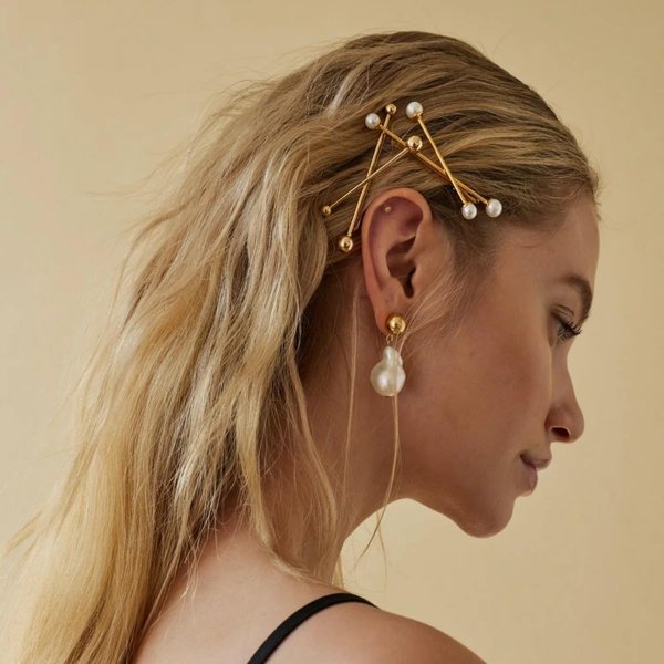 E EMZOHLE 2 PCS Gold Pearl bobby pins for Women Hair Clip Barrettes Decorative Hair accessories Bridal Wedding Birthday Prom Xmas holiday Party Gift
