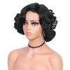 Quantum Love Short Curly Bob Wigs Loose Wave Side Part Wig for Black Women Short Body Wave Bob Synthetic Wig (Black10 inches)