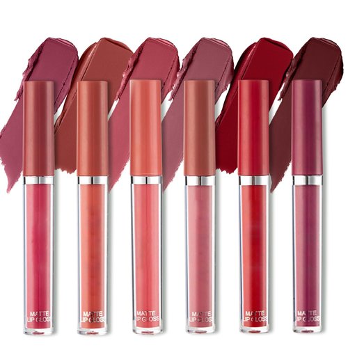 6Pcs Matte Liquid Lipstick Set Waterproof Long Lasting Non-Stick Cup Not Fade Makeup Liquid Set Moist Lip Gloss Lipgloss for Women # A