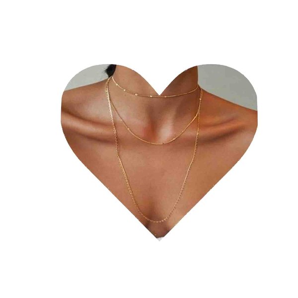 Iaceble Bohemia Layering Chain Necklace Gold Long Chain Choker Necklace Long Multiple Chain Necklace Multilayer Gold Necklace Jewelry for Women and Girls