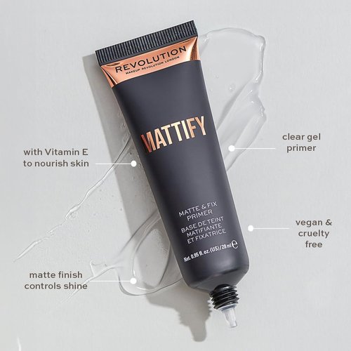 Makeup Revolution Mattify Matte and Fix Face Primer, Lightweight & Translucent Formula, for a Smooth Complexion, Vegan & Cruelty-Free, 0.94 Fl Oz