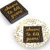 Elcoho 60 Pack Cocktail Napkins 60th Birthday Decorations Luncheon Napkins for Birthday, Anniversary Party Supplies, Cheers to 60 Years Design, 2 Layers, 5 by 5 Inches