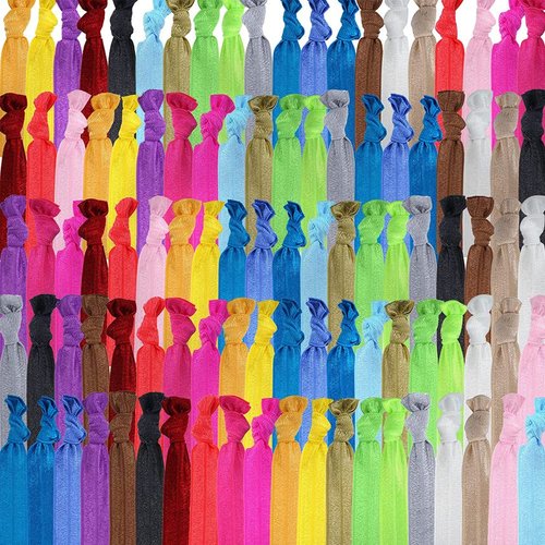 100pcs Colorful Elastic Hair Ties Candy Color Ribbon No Crease Ponytail Holder Yoga Twist Elastics Bands Bracelet or Hair Ties for Women Girls' Hair Accessories