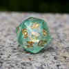 Haxtec Light Green DND Dice Set 7PCS Filled Resin Polyhedral D&D Dice W/Iridescent Mylar Inclusion for Roleplaying Games Dungeons and Dragons Gift