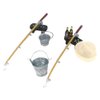 Kisangel 1Set Miniature Fishing Pole Dollhouse Fishing Rod Set Miniature Fishing Gear for Mini Bench Hat Beer Bottles Buckets House Decor
