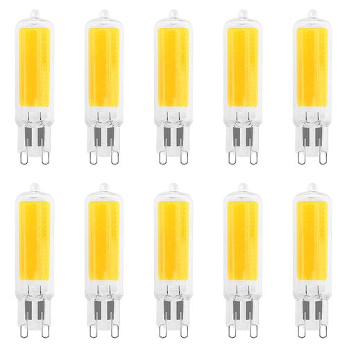 LUXRITE G9 LED Bulb Dimmable 4.5W, 50 Watt T4 G9 Halogen Equivalent, 3000K Soft White, 450 Lumens, Glass G9 Bi Pin Base, 320° Beam Angle, ETL Listed (10 Pack)
