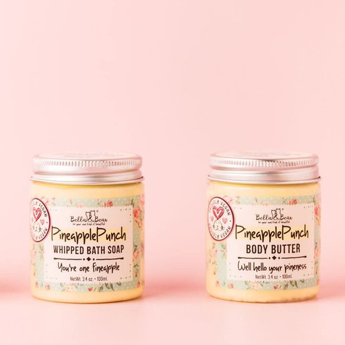Bella & Bear Pineapple Whipped Soap - Paraben Free - Cruelty-Free Vegan Body Wash And Shave Cream, (3.4 oz)
