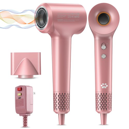 Hair Dryer, Negative Ion Hair Dryer 110000 RPM High Speed Brushless Motor Low Noise, Blow Dryer 1500W Fast Drying with 360° Magnetic Cluster Nozzle (Rose Gold)
