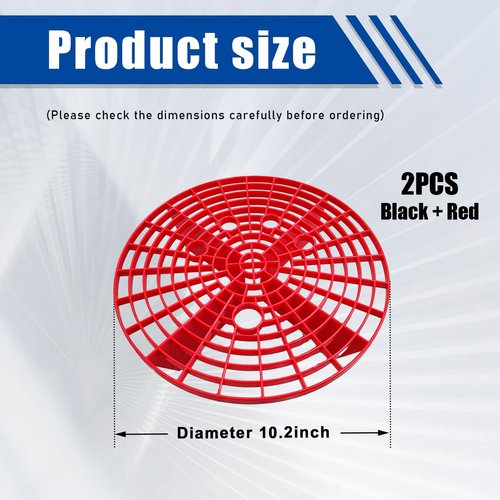 Suvnie 2 PCS Car Wash Bucket Insert, Dirt Trap for Car Wash and Detail Kit, Dustproof Insert for Washing Truck SUV, Auto Wash Filter Fits 12 Inch Diameter Bucket, Car Accessories (Black+Red)