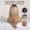 Esmee 20 Inches Long Straight Blonde with Dark Roots Layered Synthetic Hair Wigs for Women Daily Party Use.