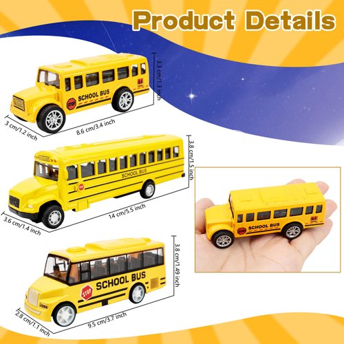 8 Pcs School Bus Toy Pull Back School Bus Yellow School Bus for Boys Girls Kids Birthday Gifts Classroom Rewards, 3 Style