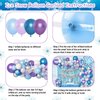 116Pcs Froozen Balloon Garland Arch Kit, Snowflake Blue Purple Confetti Balloons Fringe Curtain for Winter Wonderland Christmas Baby Shower Snow Princess Froozen Birthday Party Supplies Decorations