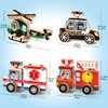 HUZU Emergency Vehicles 3D Puzzle Toy, Rescue Squad Wooden Snap Button Connection Building Blocks for Kids 3-8, Fire Truck Ambulance Police Car Helicopter Montessori Gifts for Preschool Children