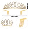 "80 & Fabulous"Sash & Rhinestone Tiara Set, 80th Birthday Gifts for Women, Black Gold Birthday Sash/Tiara for Women's 80th Birthday Party Decoration (Black 80th)