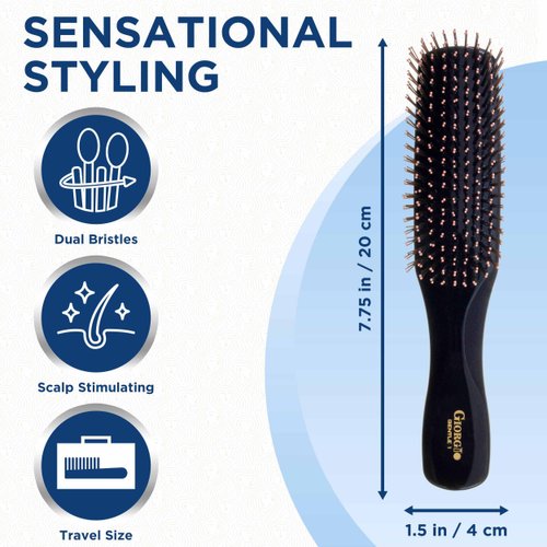 Giorgio Gentle Detangler Brush with Dual Length Bristles for Men - Scalp Massager, Detangling, and Travel Brush for All Hair Types