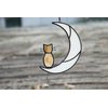 HAOSUM Orange Tabby Cat On Moon Stained Glass Window Hangings,Tabby Cat Decoration suncatcher Hanging Ornament Gift for Mom,Cat Memorial Gifts for Cat Lovers, Pet Loss Sympathy Gift (Yellow)