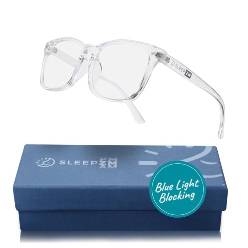 Sleep ZM Crystal 45% Blue Light Glasses for Computer, TV, Gaming Improve Sleep by Naturally Producing Melatonin - Women + Men