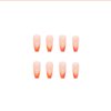 French Tip Press on Nails Medium Coffin Orange Fake Nails Ballerina Ombre Acrylic Nails Glossy Glue on Nails Artificial Nails Orange Designs Stick on False Nails for Women Girls Manicure 24pcs