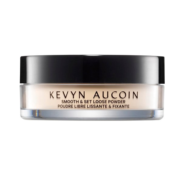 Kevyn Aucoin Smooth & Set Loose Powder with Puff: Universal shade, all skin types & tones. Sheer, lightweight, blends well, blurs imperfections, reduces shine. Makeup artist go to for even skin finish