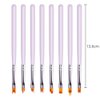 8 Pcs Nail Brush Pen Premium Upgrade Wood Handle, Gradient Painting Brush Set UV Gel Flower Drawing Pen Purple Wood Handle Manicure Nail Art Polish Pen Tool, Valentine's Day present