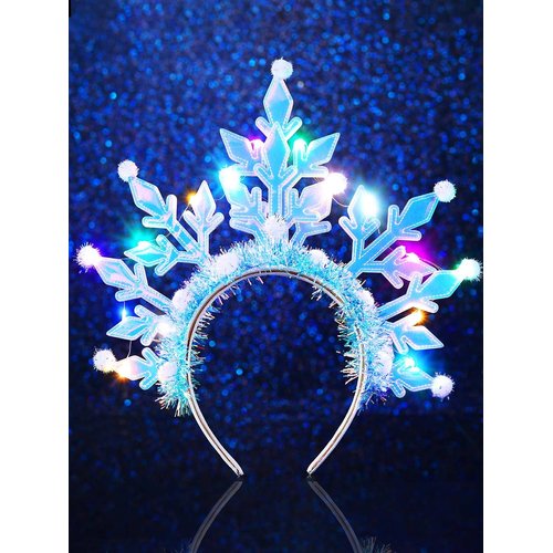 EARENT Light Up Snowflake Headbands LED Xmas Hair band Glowing Christmas Costume Hair Accessories for Women
