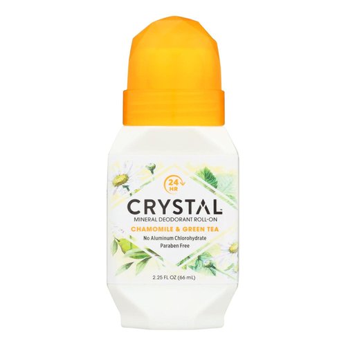 Crystal Essence Mineral Deodorant, Roll-On Chamomile and Green Tea, 2.25 Fl Oz (Pack of 1) (31661)