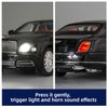 BDTCTK Compatible for 1:24 Scale Bentley Mulsanne Diecast Cars Models, Pull Back Car Toys with 6 Open Doors, Light and Sound, Boys Toys Kids Adults Gifts(Black)