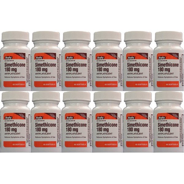 Simethicone 180mg Softgels Anti-Gas Generic for Phazyme Ultra Strength 60 Gelcaps per Bottle Pack of 12 Total 720 Gelcaps