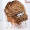 Jakawin Rhinestone Bride Wedding Hair Piece Silver Pearl Hair Clip Crystal Flower Headpiece Bridal Hair Accessories for Women HCl045 (1 Silver)