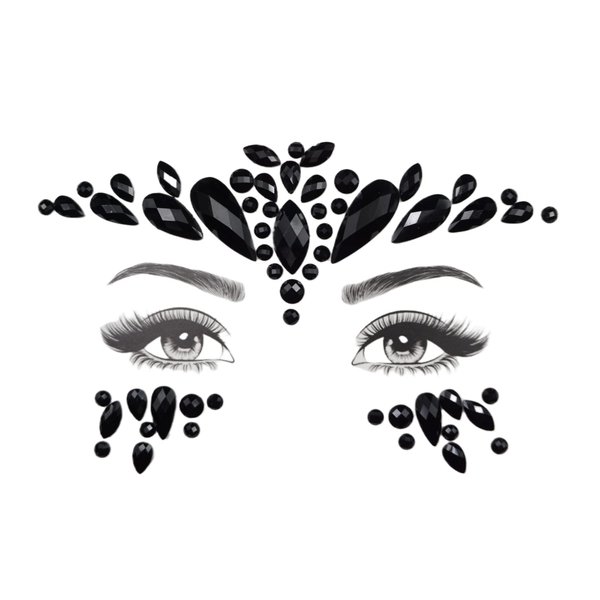 Topz halloween black face jewels Mermaid Face Gems Glitter clown temporary tattoo Rave holiday forehead adult costumes Makeup beauty Bohemian Stickers