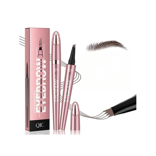 2pcs Microblade Eyebrow Pen Stay on All Day Smudge-Proof Eyebrow Pencil 4-Tip Liquid Eyebrow Pencil Eyebrow Makeup for Natural Looking Eyebrow Pen (Gray & Dark Brown)