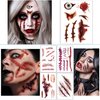 26 Sheets 3D Fake Scars Tattoo Temporary Halloween Makeup Kit, Fake Stitches Tattoos Cut Scary Face Wound Blood Chucky Scars Tatoos For Kids Women Men Zombie Sticker